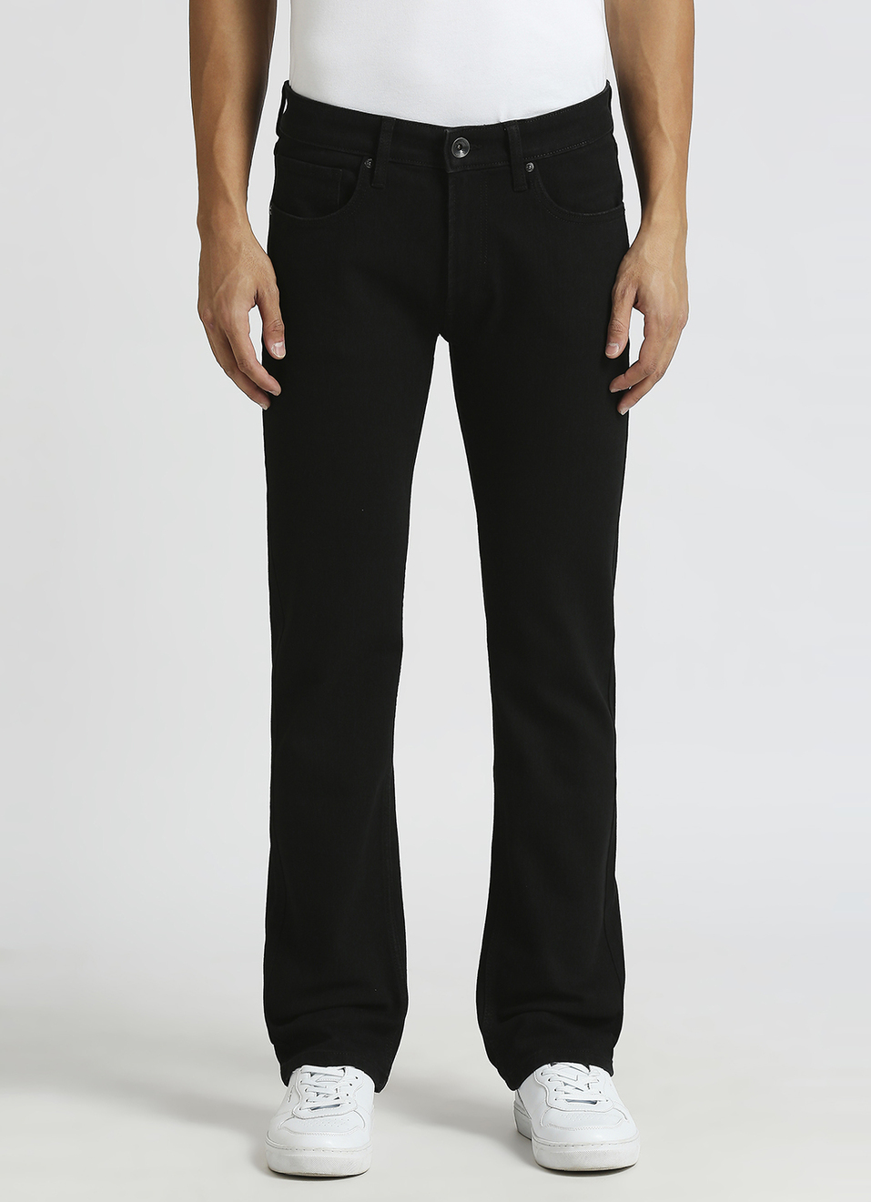 Holborne Jet Black Mid Rise Straight Fit Jeans, , large image number 2