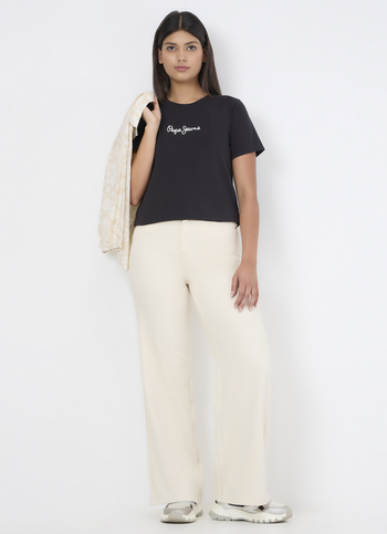 Women Ecru Wide Leg Jeans