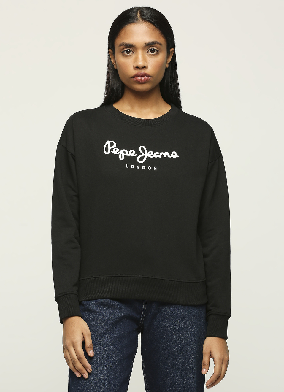 Black Printed Long Sleeve Sweatshirt, , large image number 1
