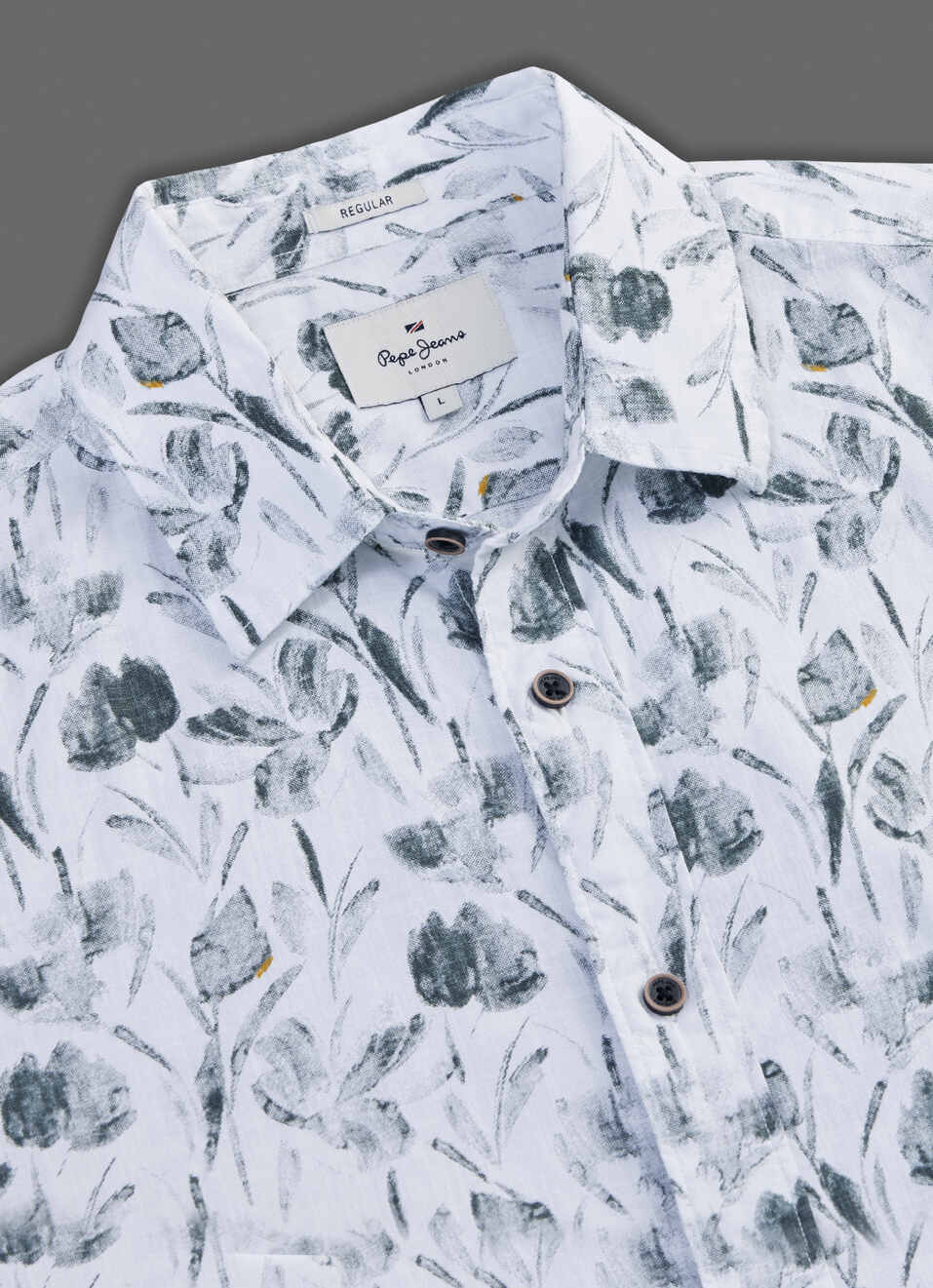 Men Grey Printed Resort Collar Short Sleeve Shirt, , large image number 3