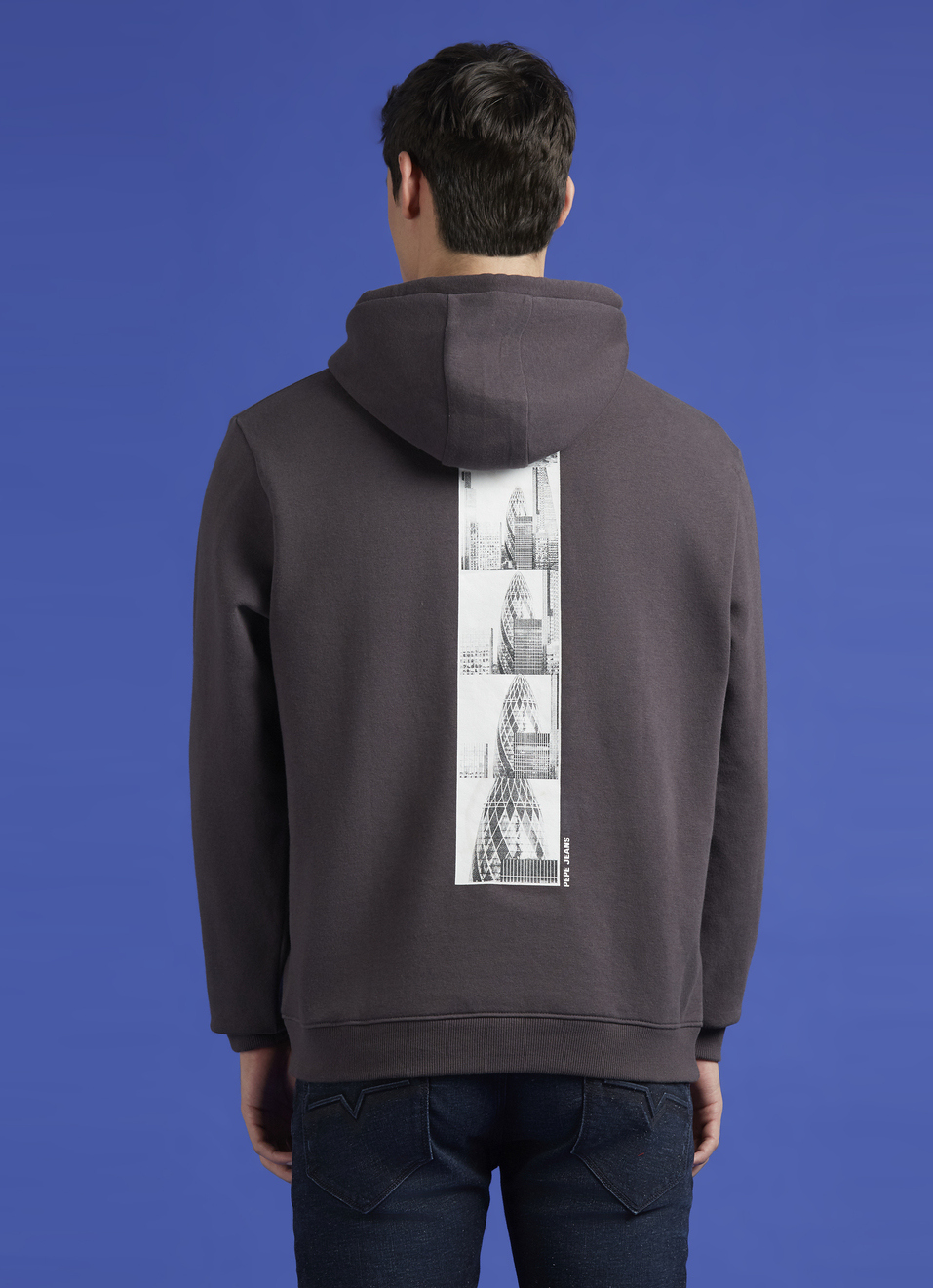 Grey Back Print Full Sleeve Oversized Sweatshirt, , large image number 2
