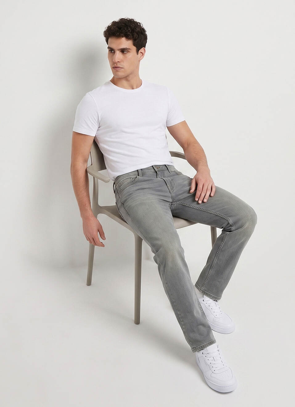 Men Blue Straight Fit Mid Rise Stretchable Jeans, , large image number 1