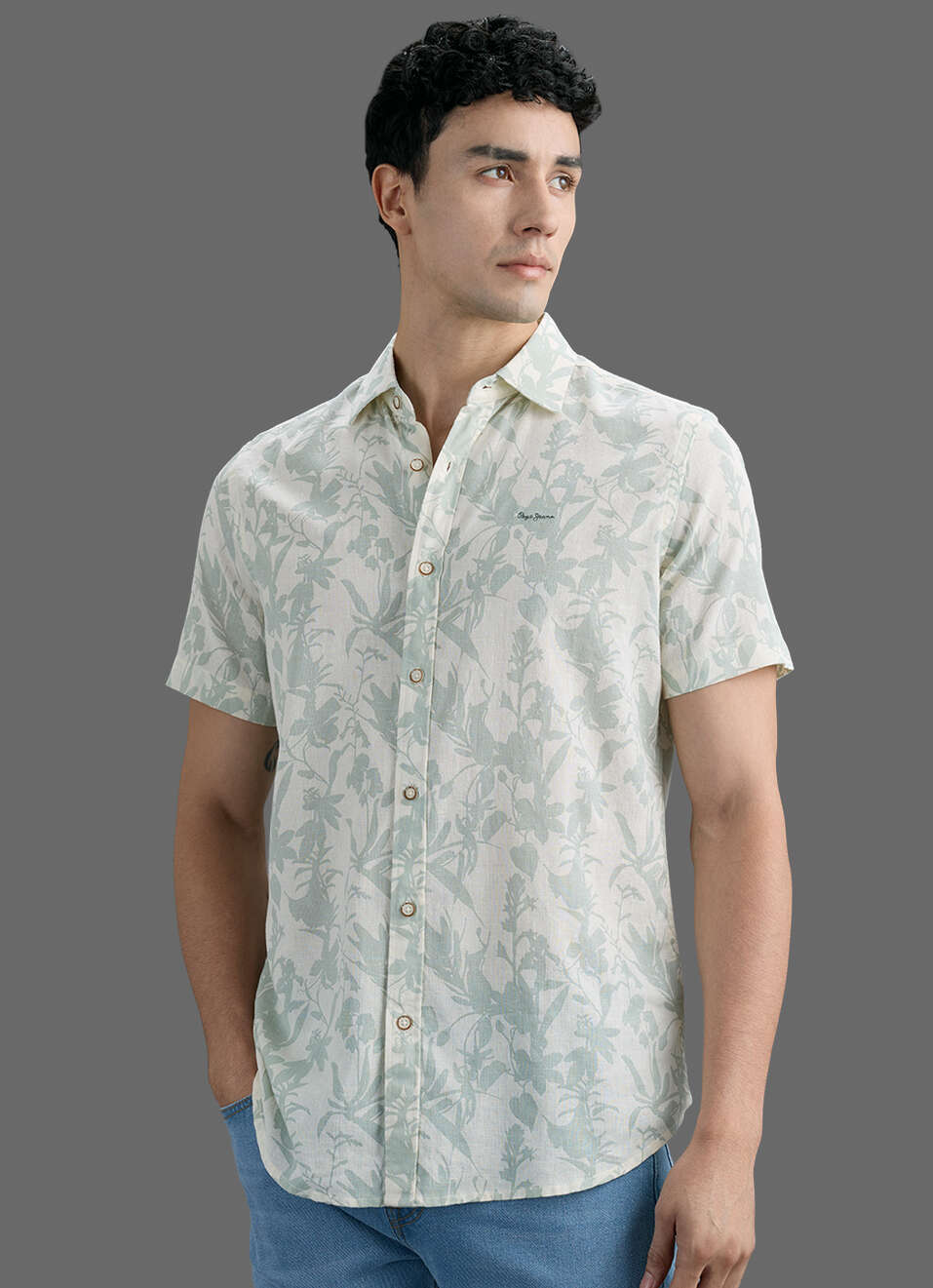 Men Green Printed Short Sleeve Shirt, , large image number 7