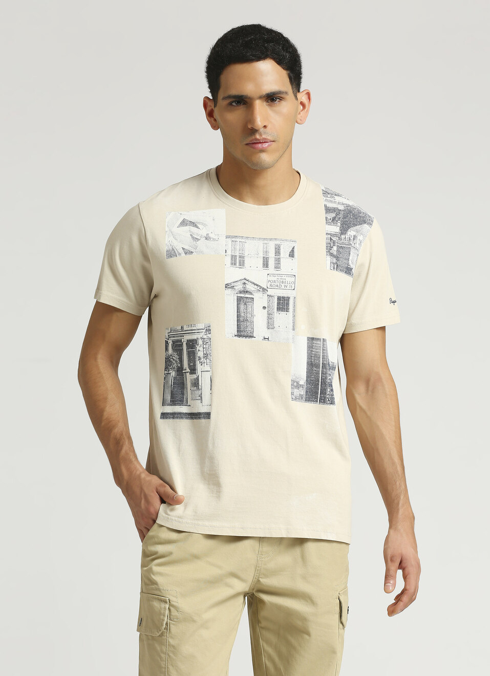 Yellow Photographic Print Short Sleeve T-shirt, , large image number 1