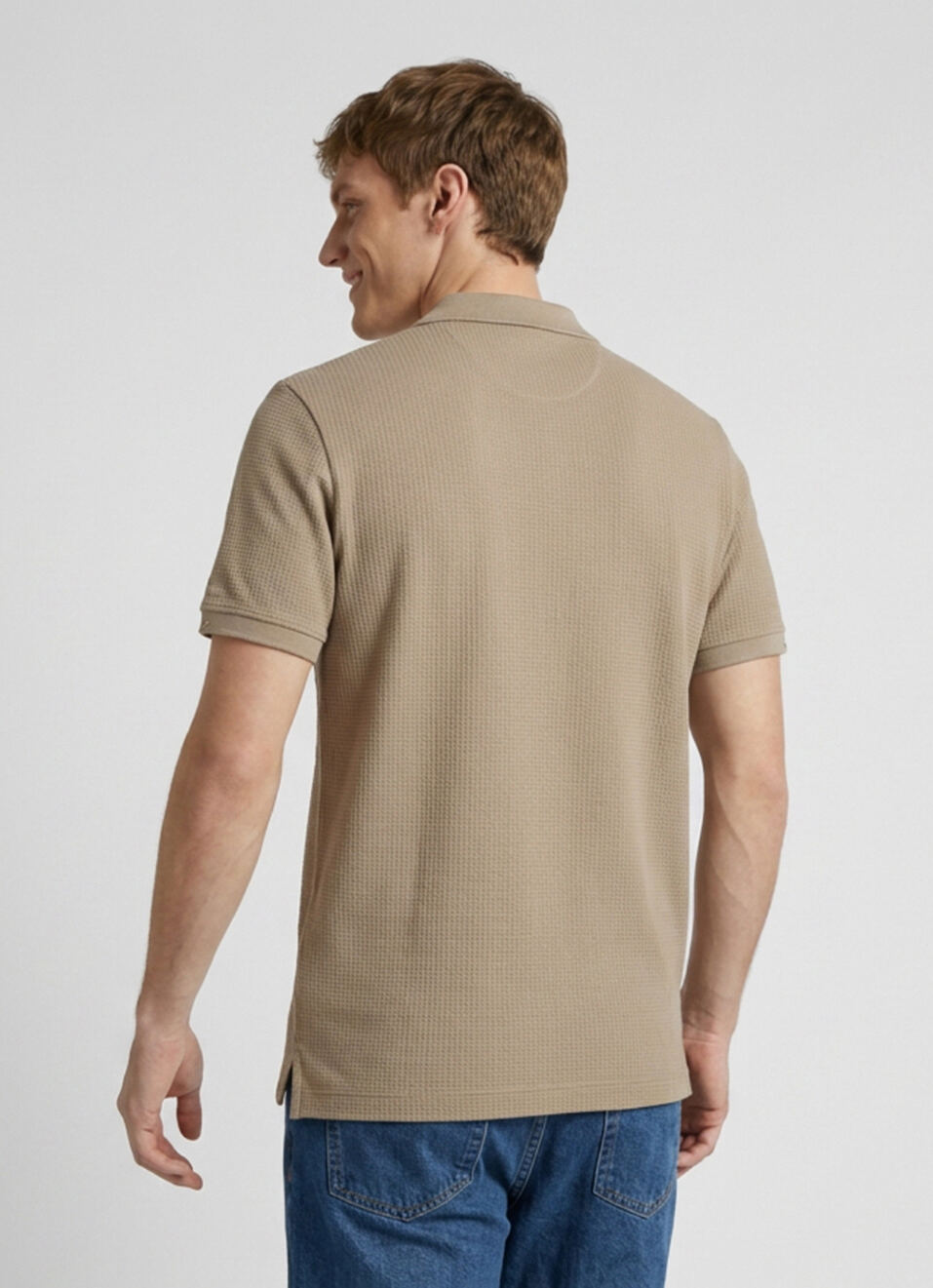 Men Khaki Striped Polo Collar T-shirt, , large image number 2
