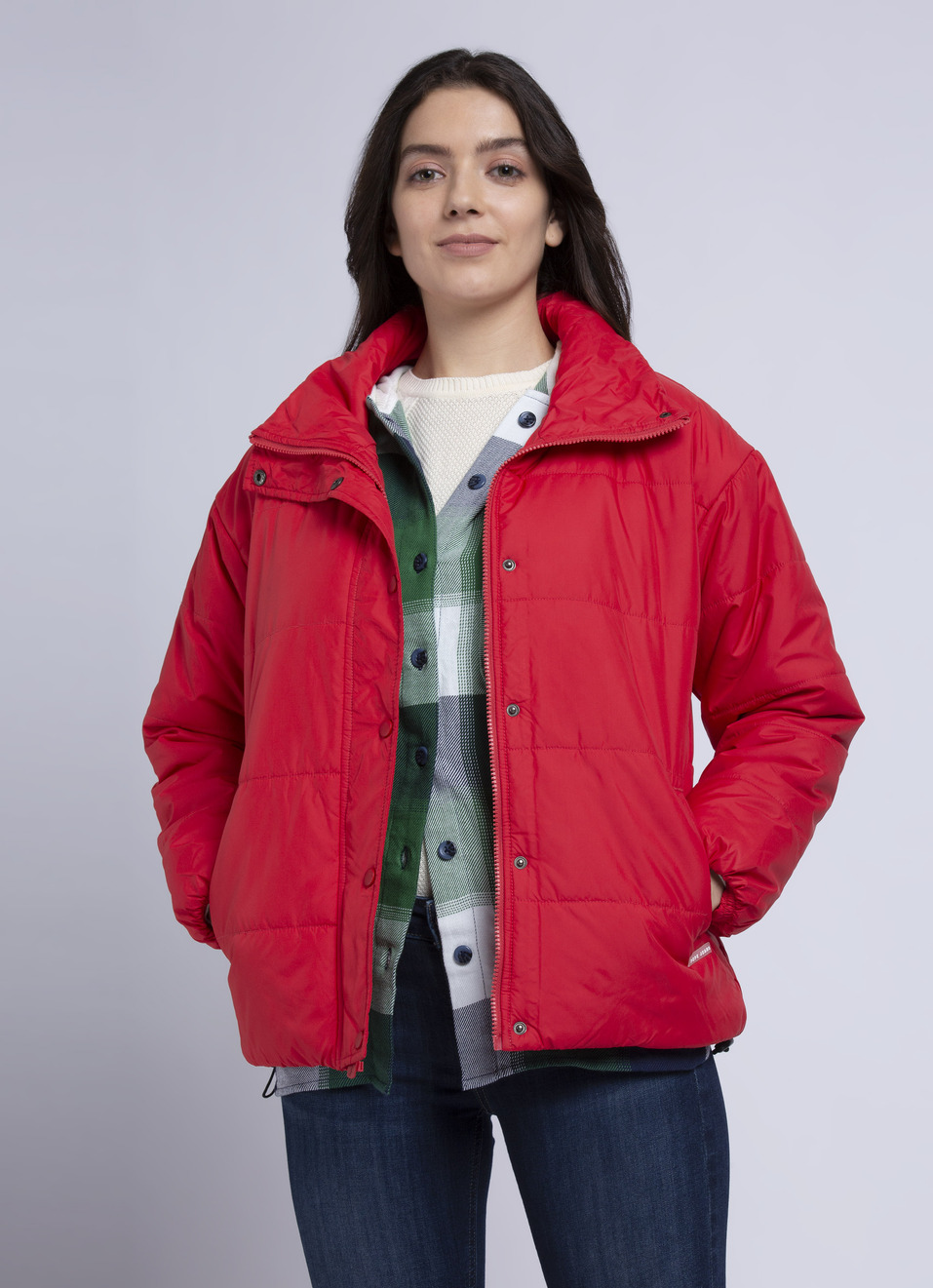Red High Neck Full Sleeve Jacket, , large image number 0