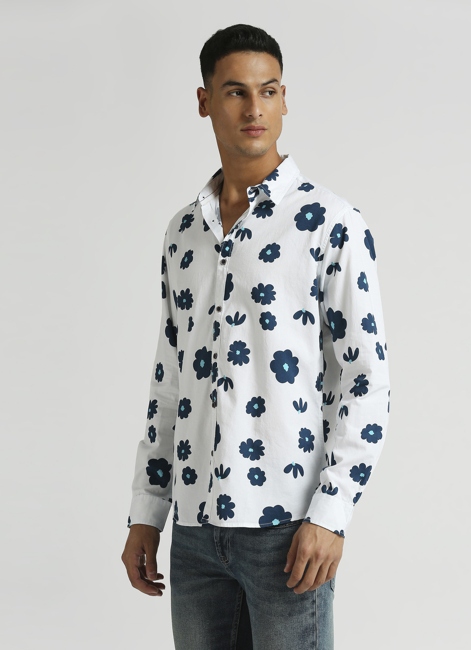 White All Over Printed Long Sleeve Shirt, , large image number 2