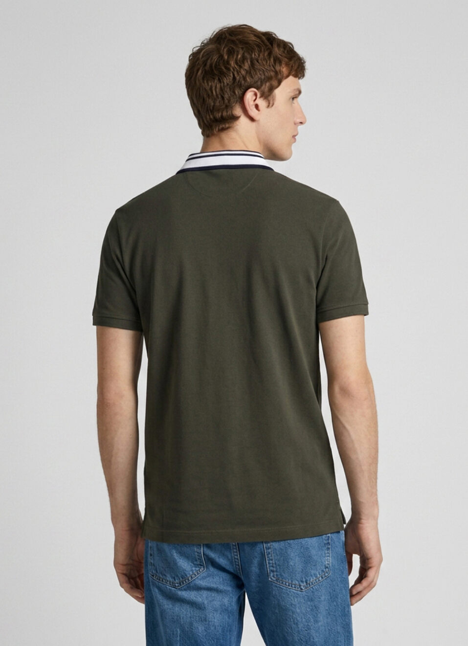 Men Green Solid Polo Collar T-shirt, , large image number 2