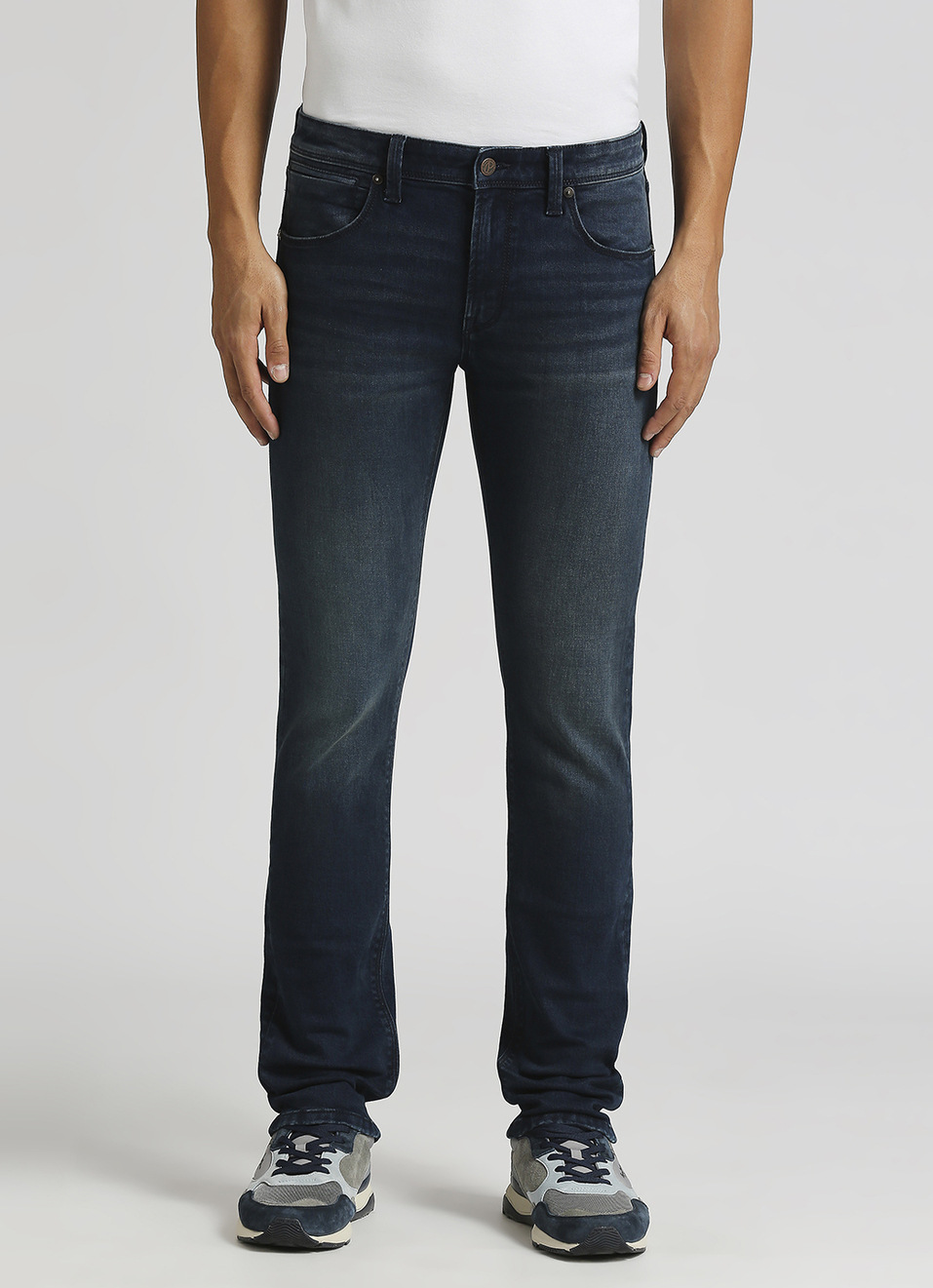 Vapour Dark Blue Mid Rise Slim Fit Jeans, , large image number 2