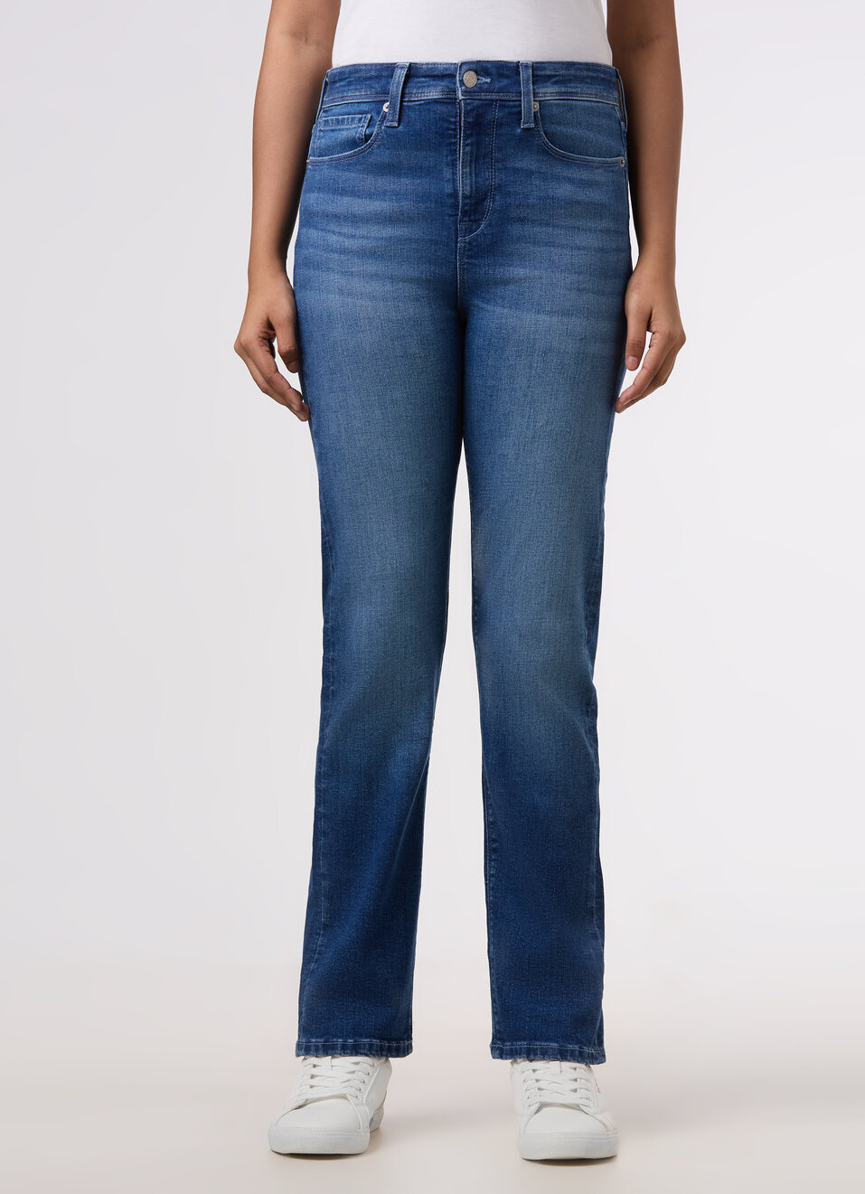 Women Blue High Rise Straight Stretchable Jeans , , large image number 1