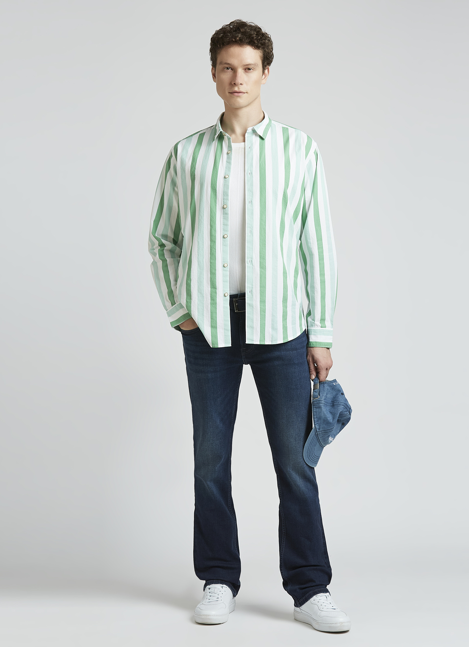 Green Stripes Full Sleeve Shirt, , large image number 5