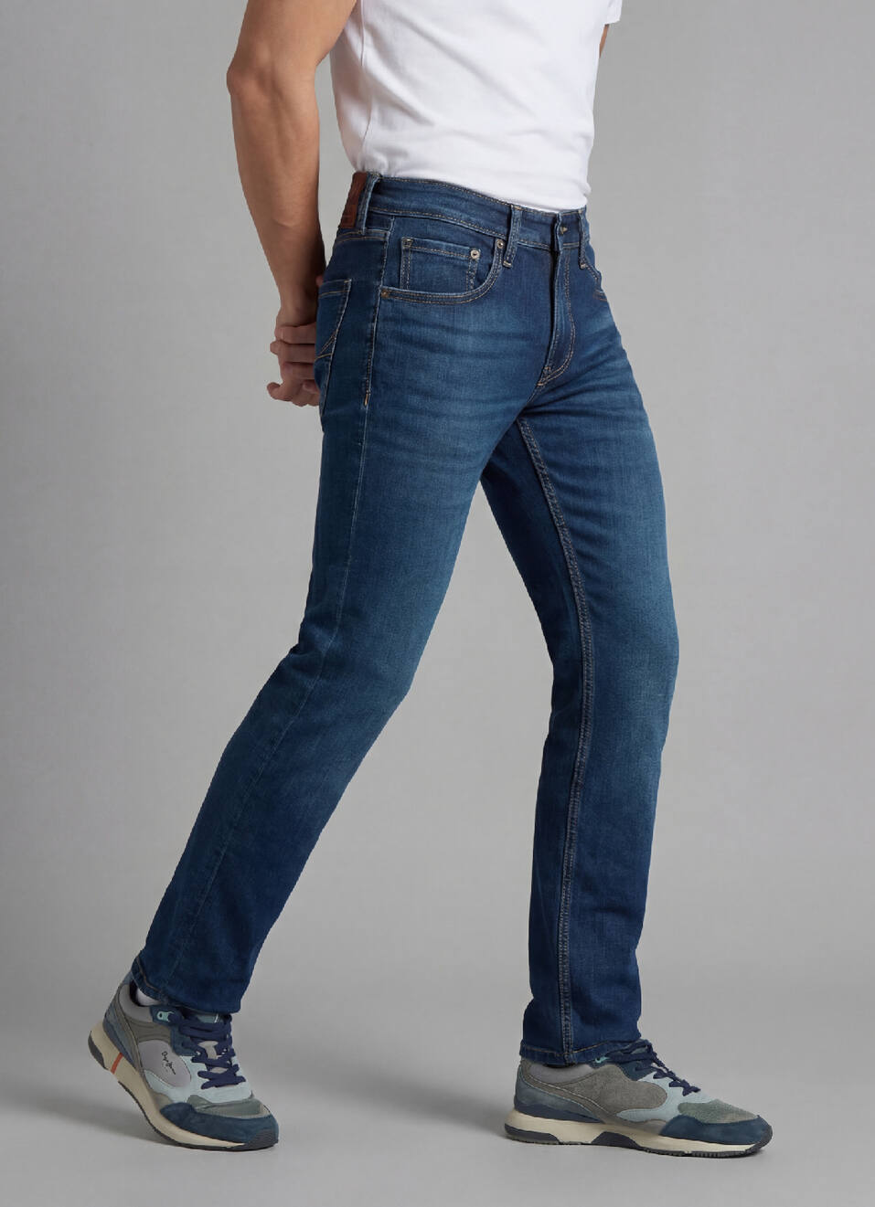 Vapour Blue Mid Rise Slim  Jeans, , large image number 0