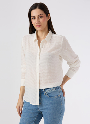 Women White Textured Regular Fit Shirt