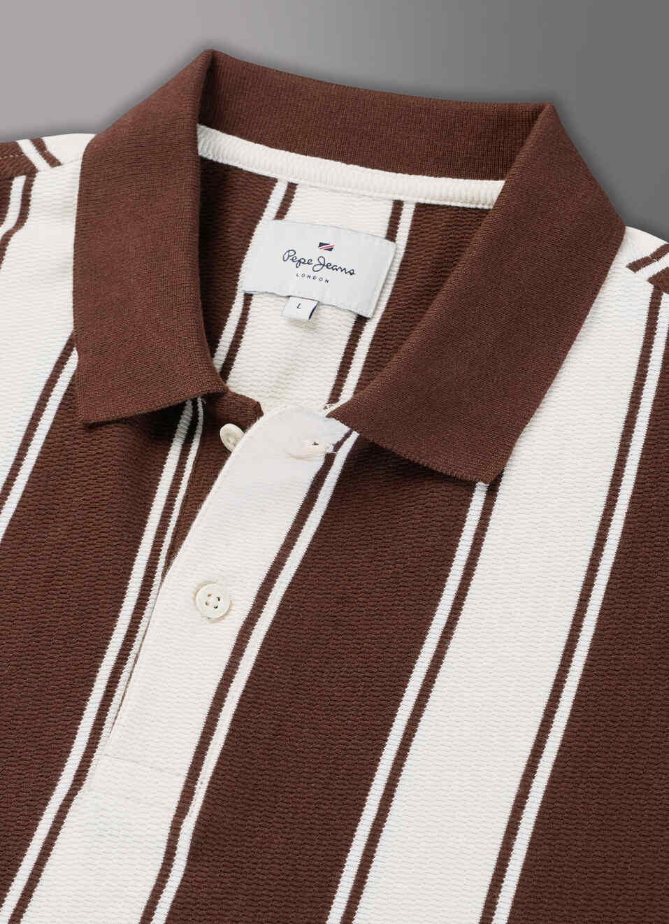 Men Brown Striped Polo T-shirt, , large image number 3