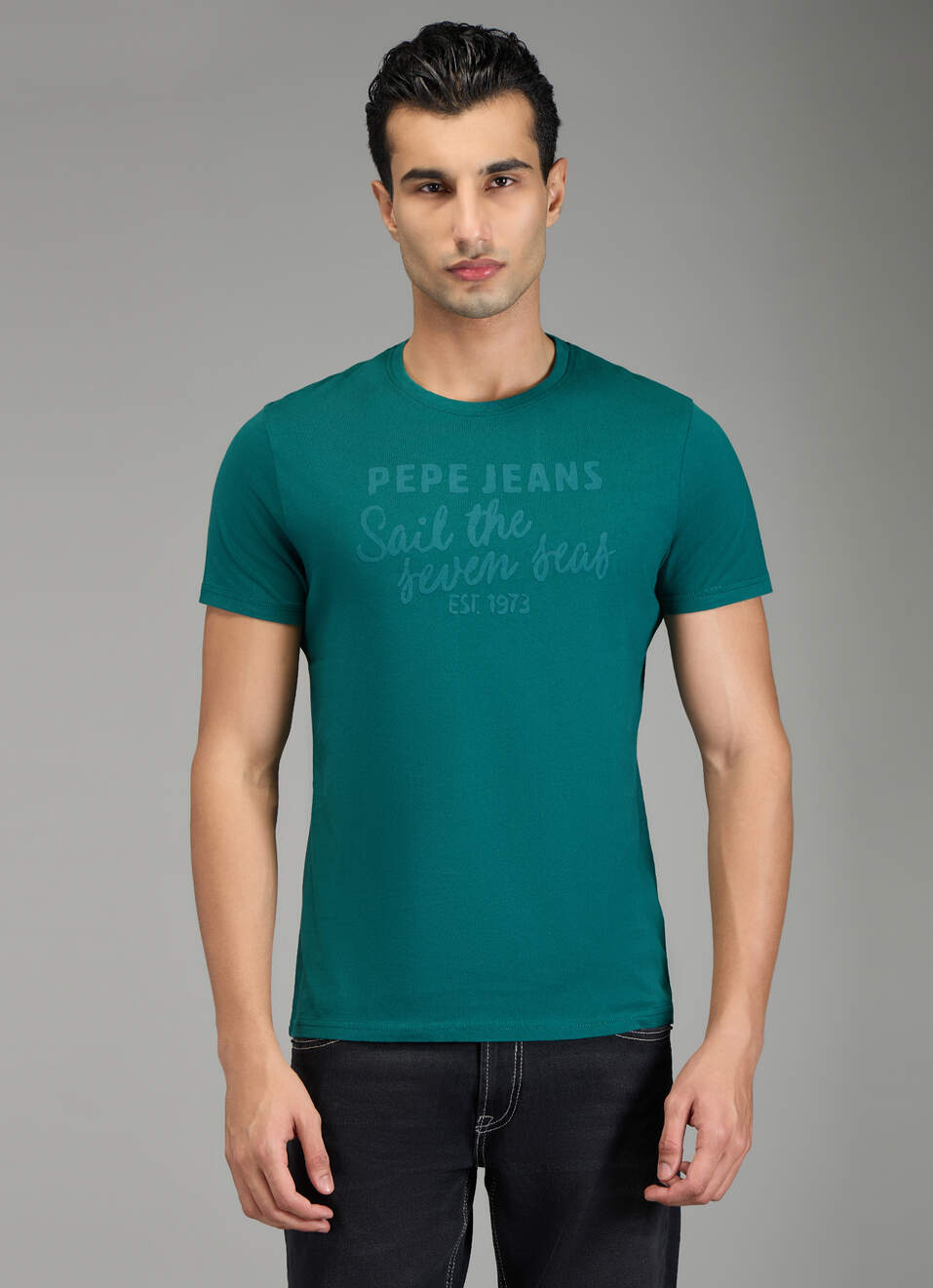 Men Green Graphic Slim Fit T-shirt, , large image number 1