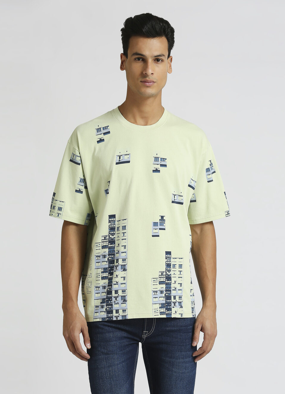 Green Graphic Print Oversized Short Sleeve T-shirt, , large image number 0