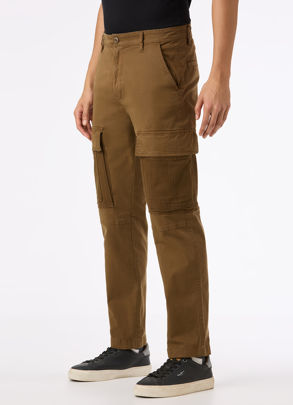 Men Brown Overdyed Mid Rise Utility Stretch Cargo Pants, , large image number 2