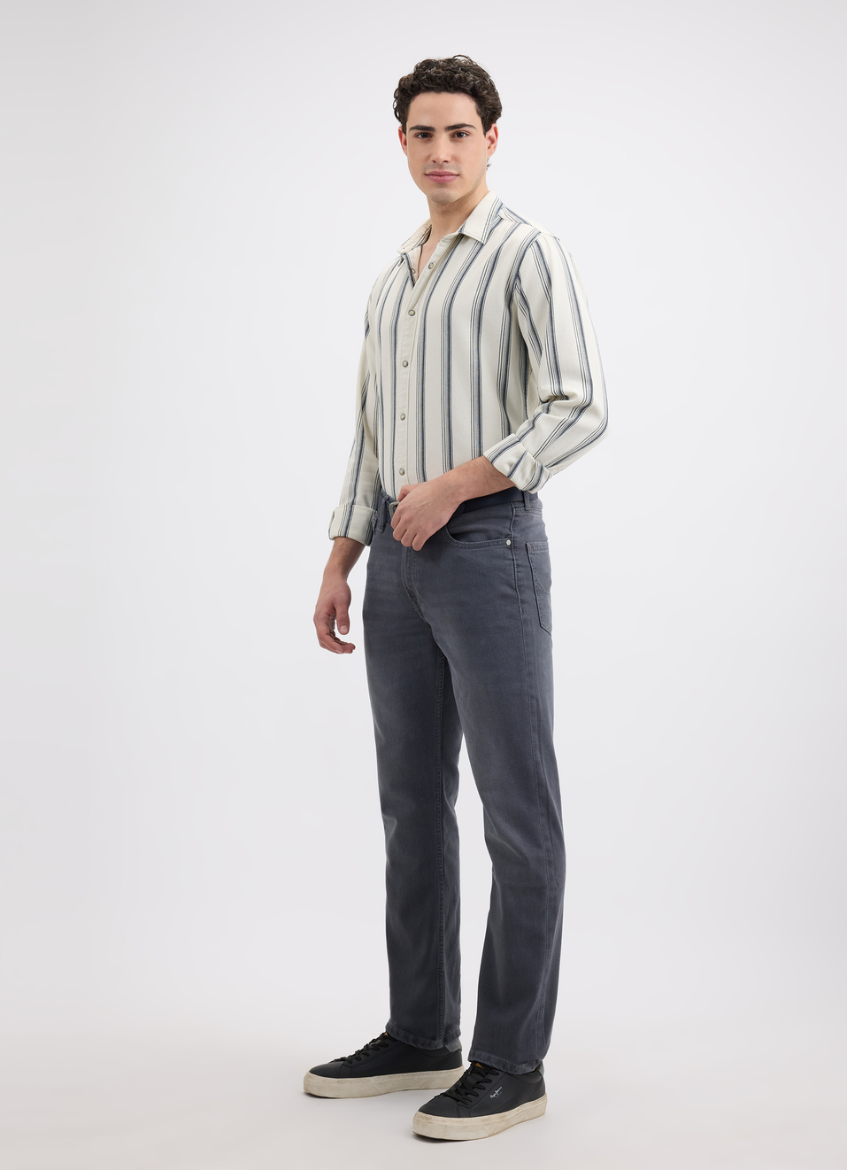 Men Off White Stripe Full Sleeve Shirt, , large image number 5