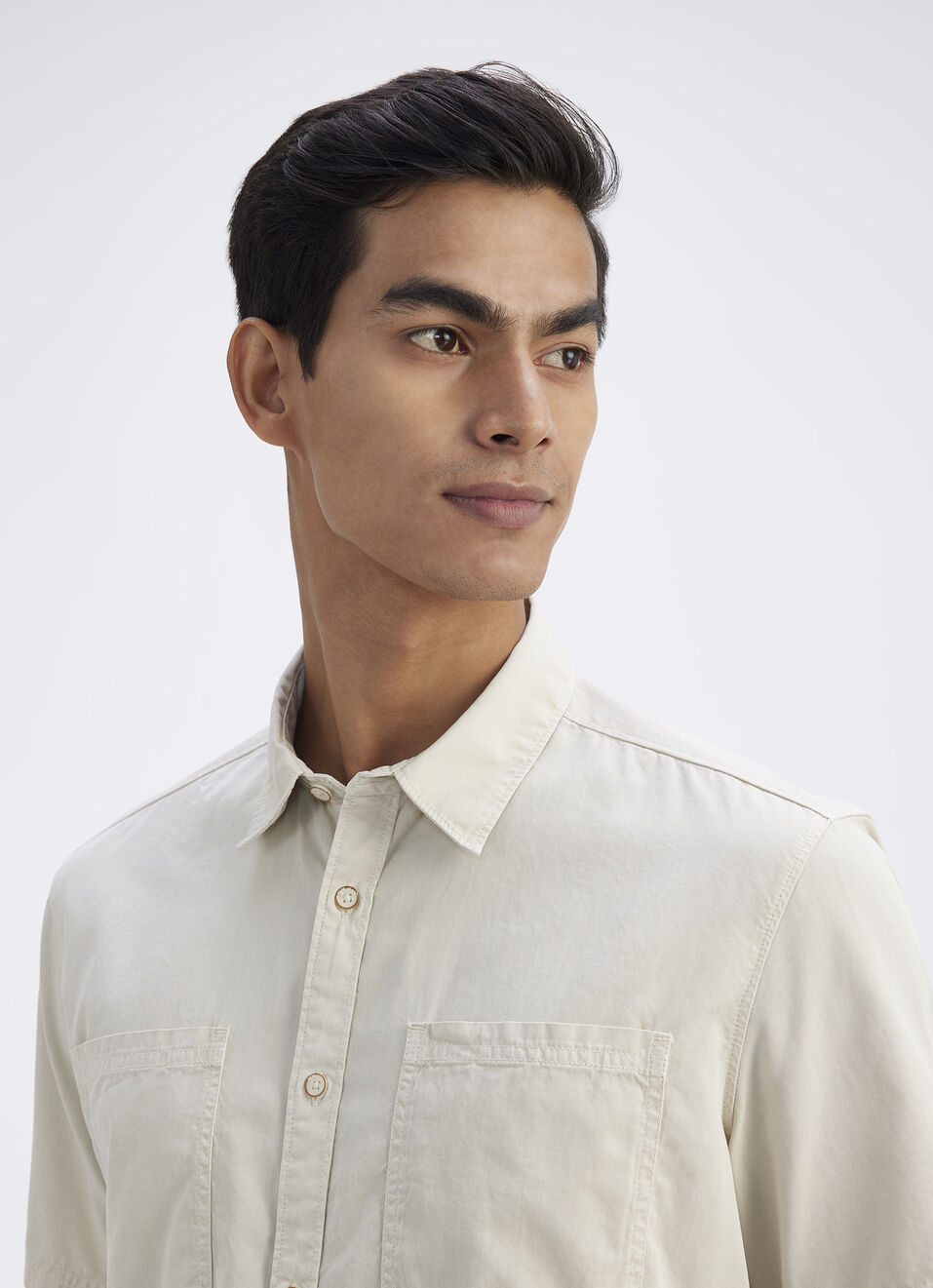 Men Beige Overdyed Double Pocket Short Sleeve Shirt, , large image number 4