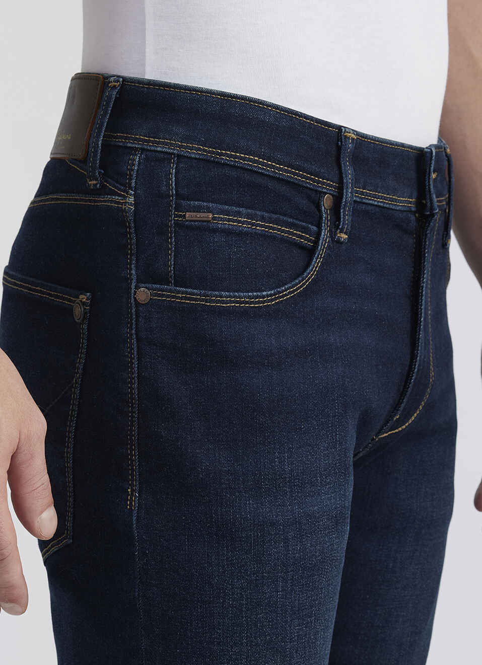 Men Blue Mid Rise Slim Powerflex Extra Stretchable Jeans, , large image number 4