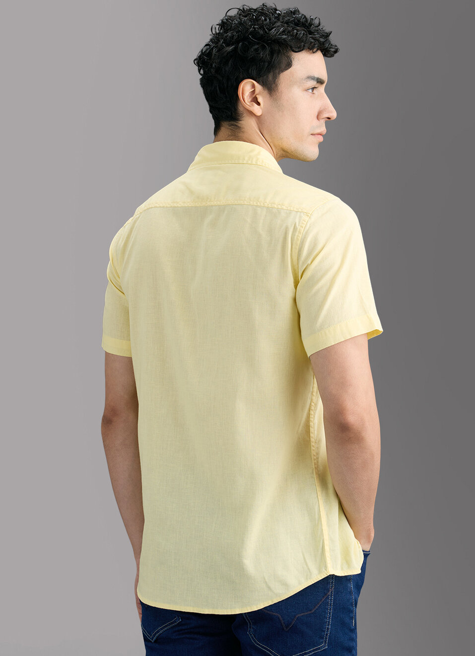 Men Yellow Solid Long Sleeve Shirt, , large image number 6