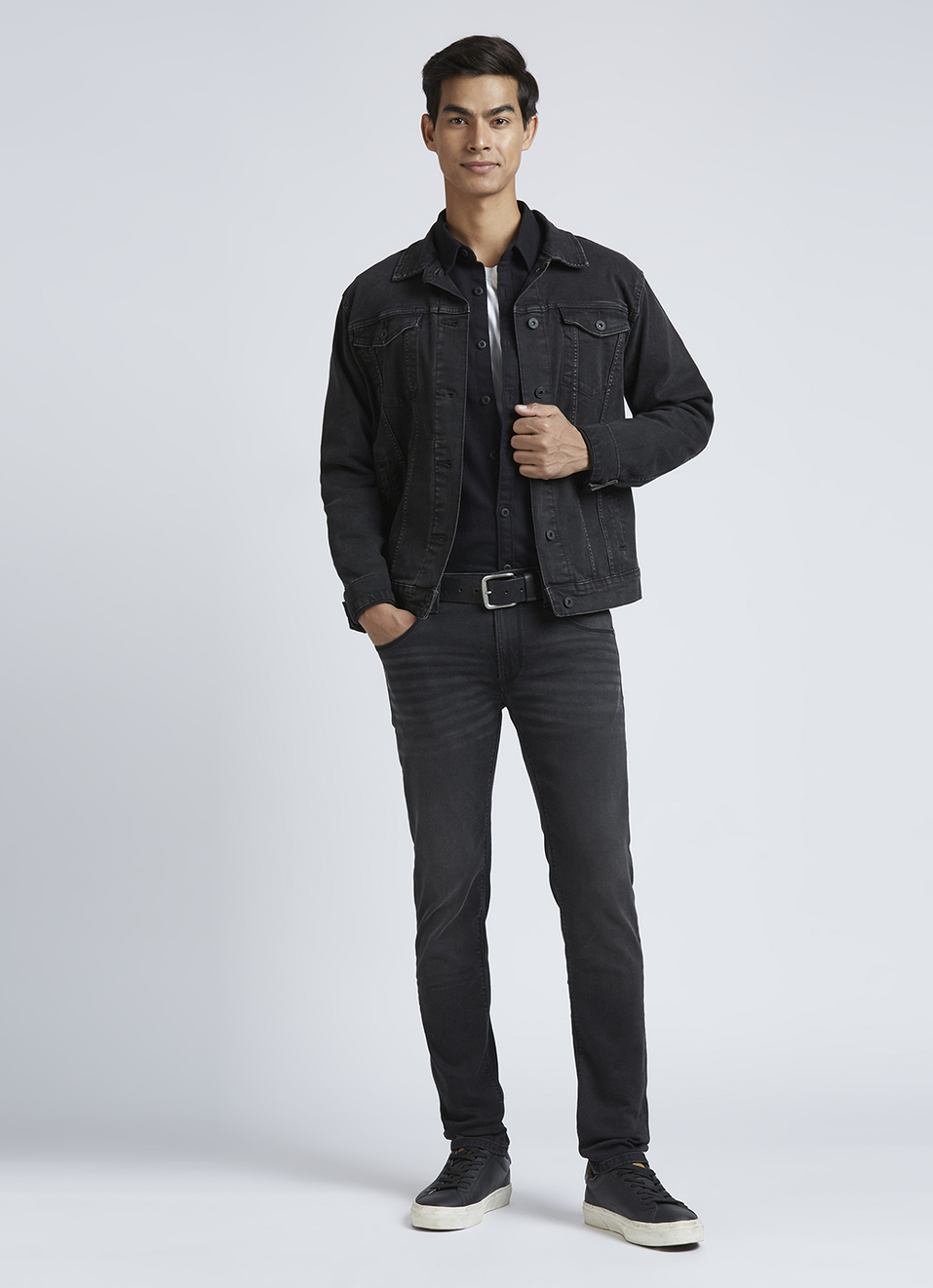 Danial Black Low Rise Tapered Jeans, , large image number 1