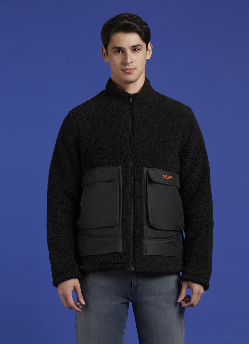 Black High Neck Full Sleeve Jacket, , large image number 1