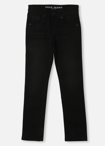 Boys Cash Black Mid Rise Slim Fit Powerflex Jeans