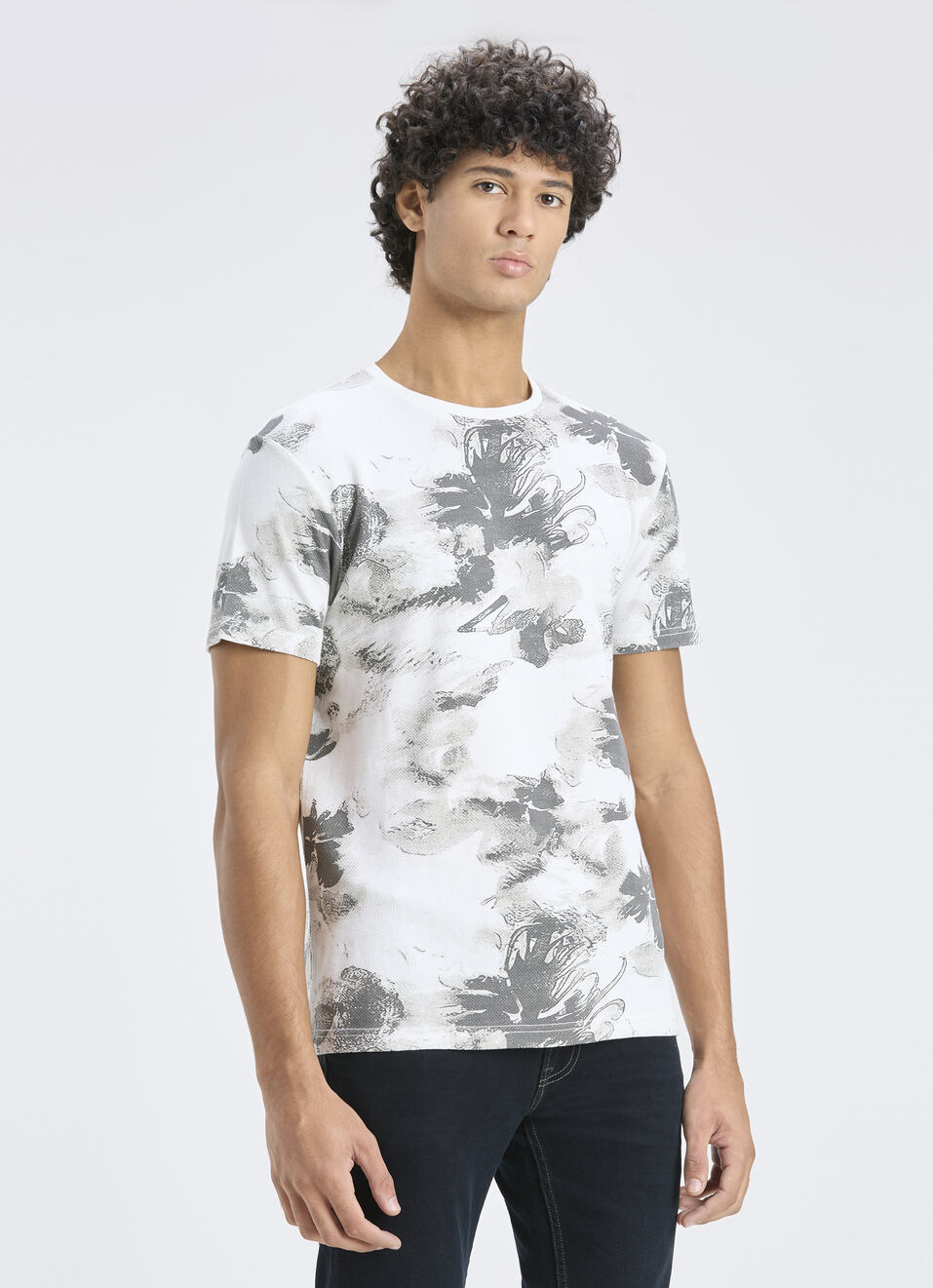 Men Olive Abstract Print Short Sleeve T-shirt, , large image number 3