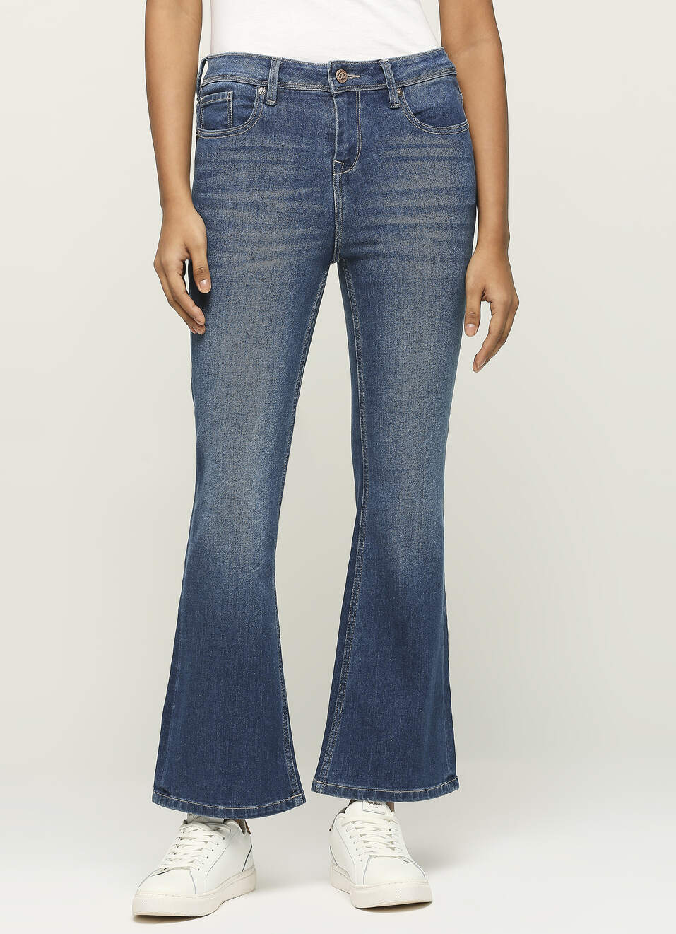 Dion Flare Blue High Waist Slim Fit Jeans, , large image number 1