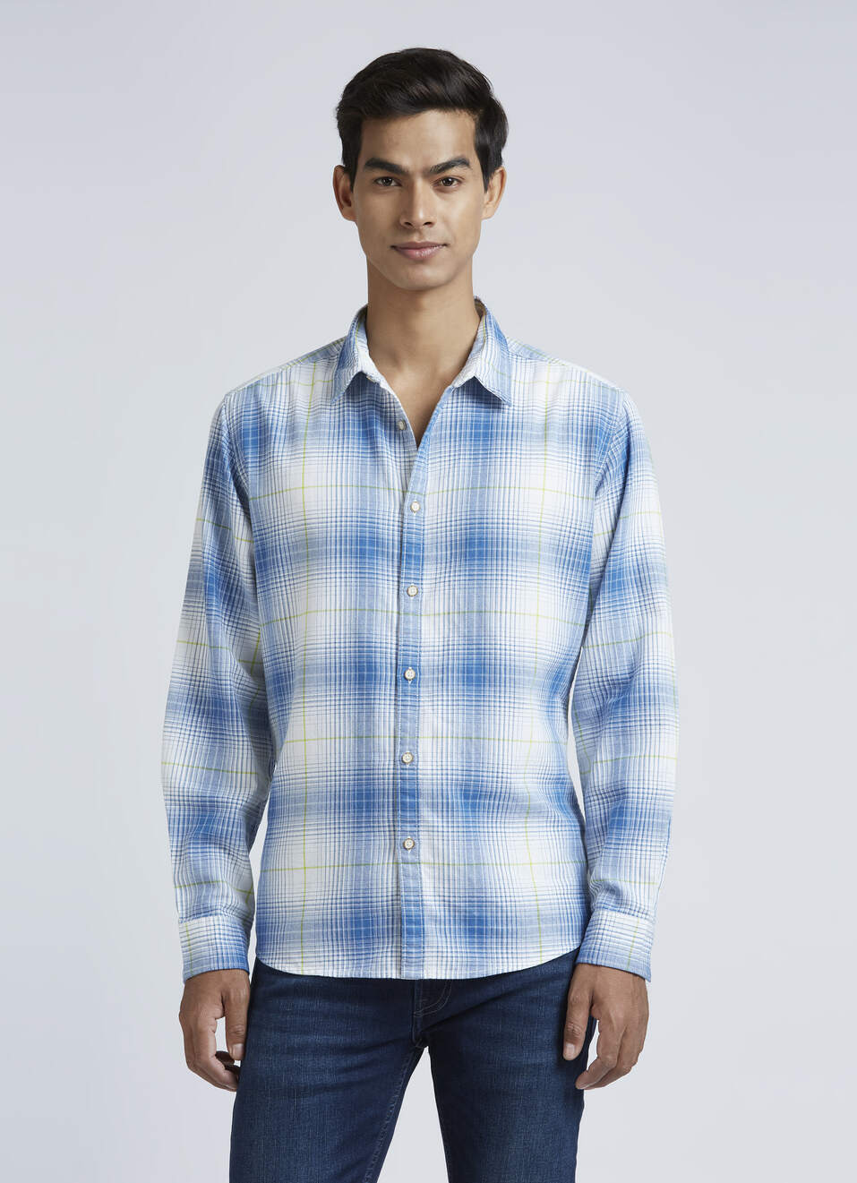 Blue Checks Full Sleeve Shirt, , large image number 1