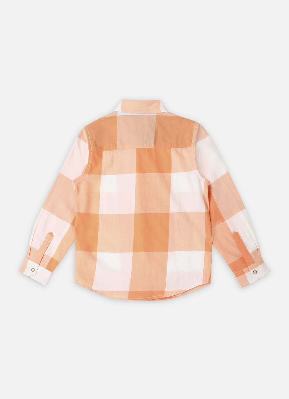 Boys Orange Twill Checks Yarn Dyed Long Sleeve Shirt, , large image number 1