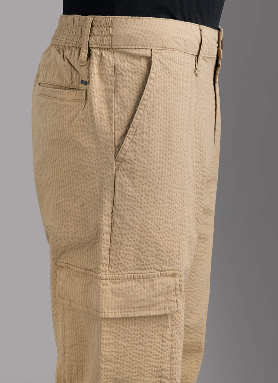 Men Khaki Striped Mid Rise Cargo Pants, , large image number 4
