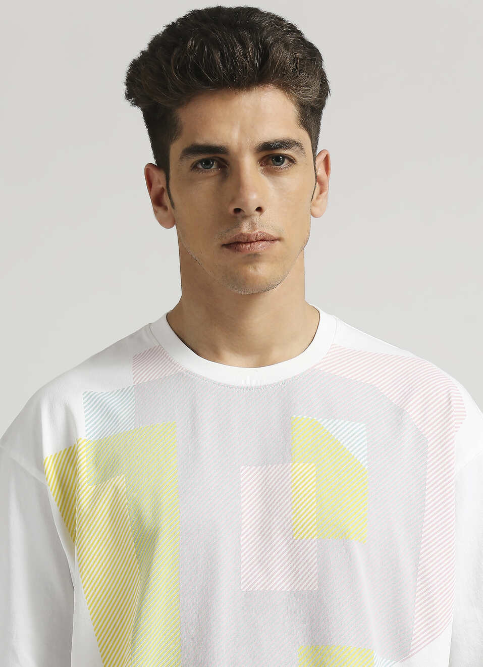 White Water Based Print Oversized Short Sleeve T-shirt , , large image number 4