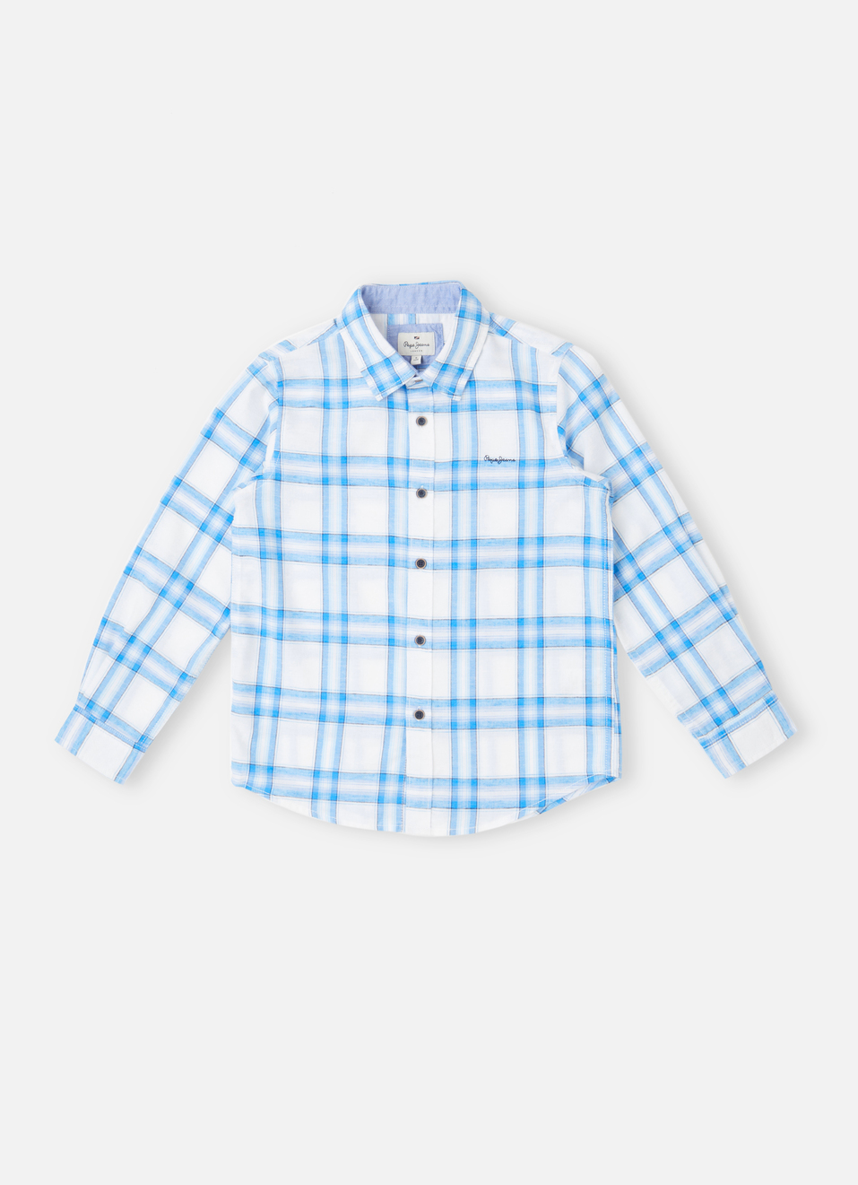 Boys Aqua Checks Yarn Dyed Long Sleeve Shirt, , large image number 0