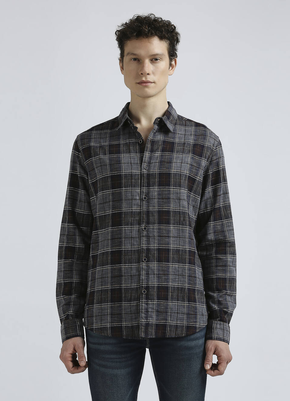 Grey Checks Full Sleeve Shirt, , large image number 1