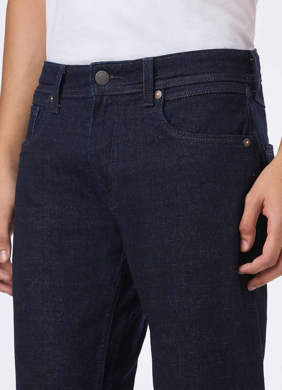 Men Blue Mid Rise Straight Fit Stretchable Jeans, , large image number 4