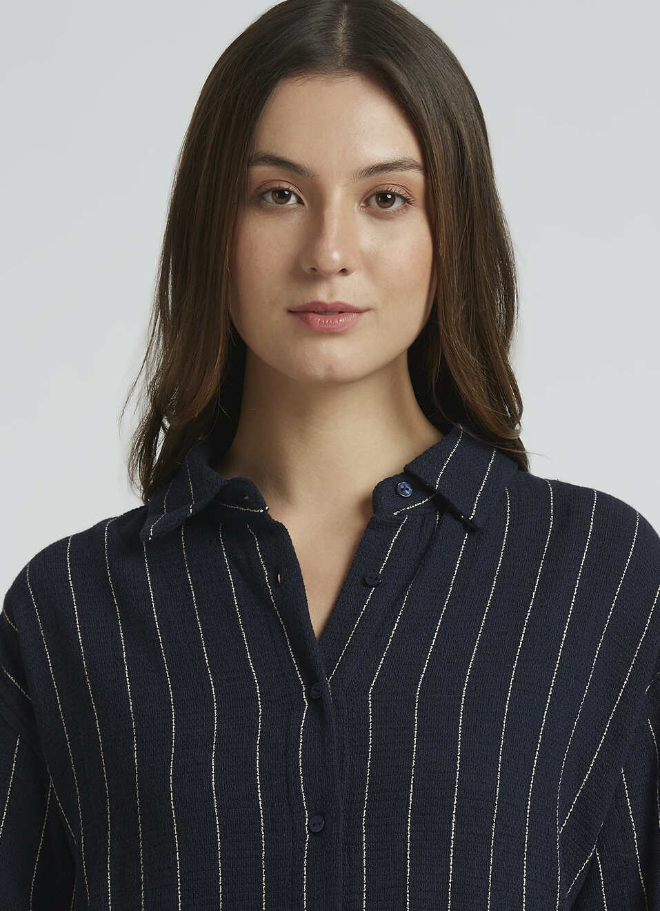 Navy Oversized Stripes Full Sleeve Shirt, , large image number 4