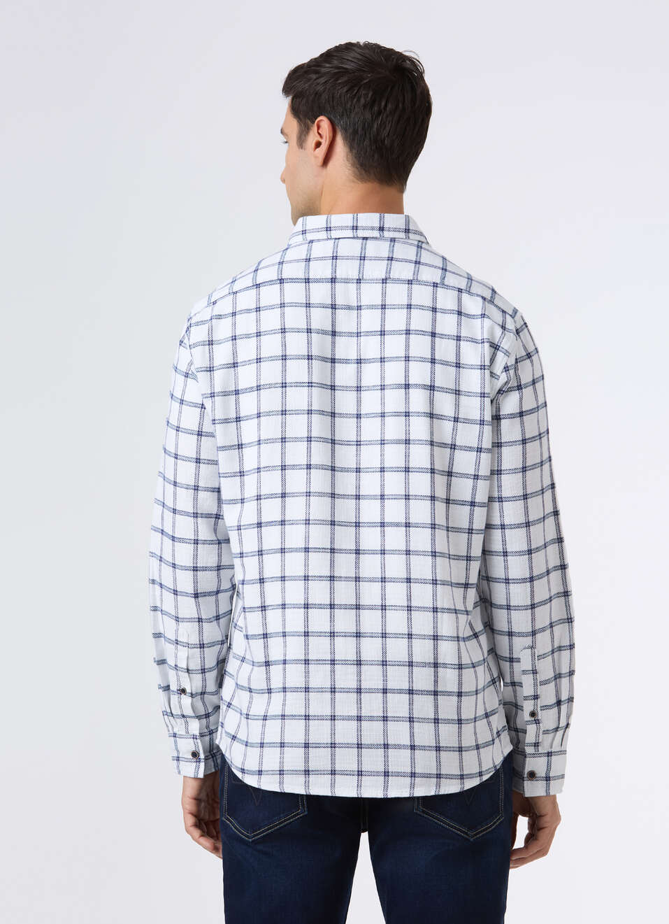 Men White Check Full Sleeve Shirt, , large image number 2