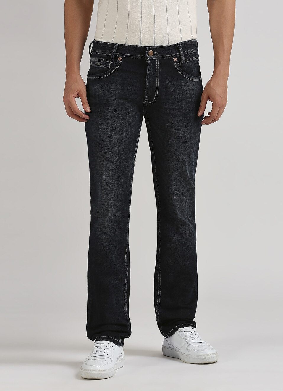 Vapour Dark Blue Mid Rise Slim Fit Jeans, , large image number 2
