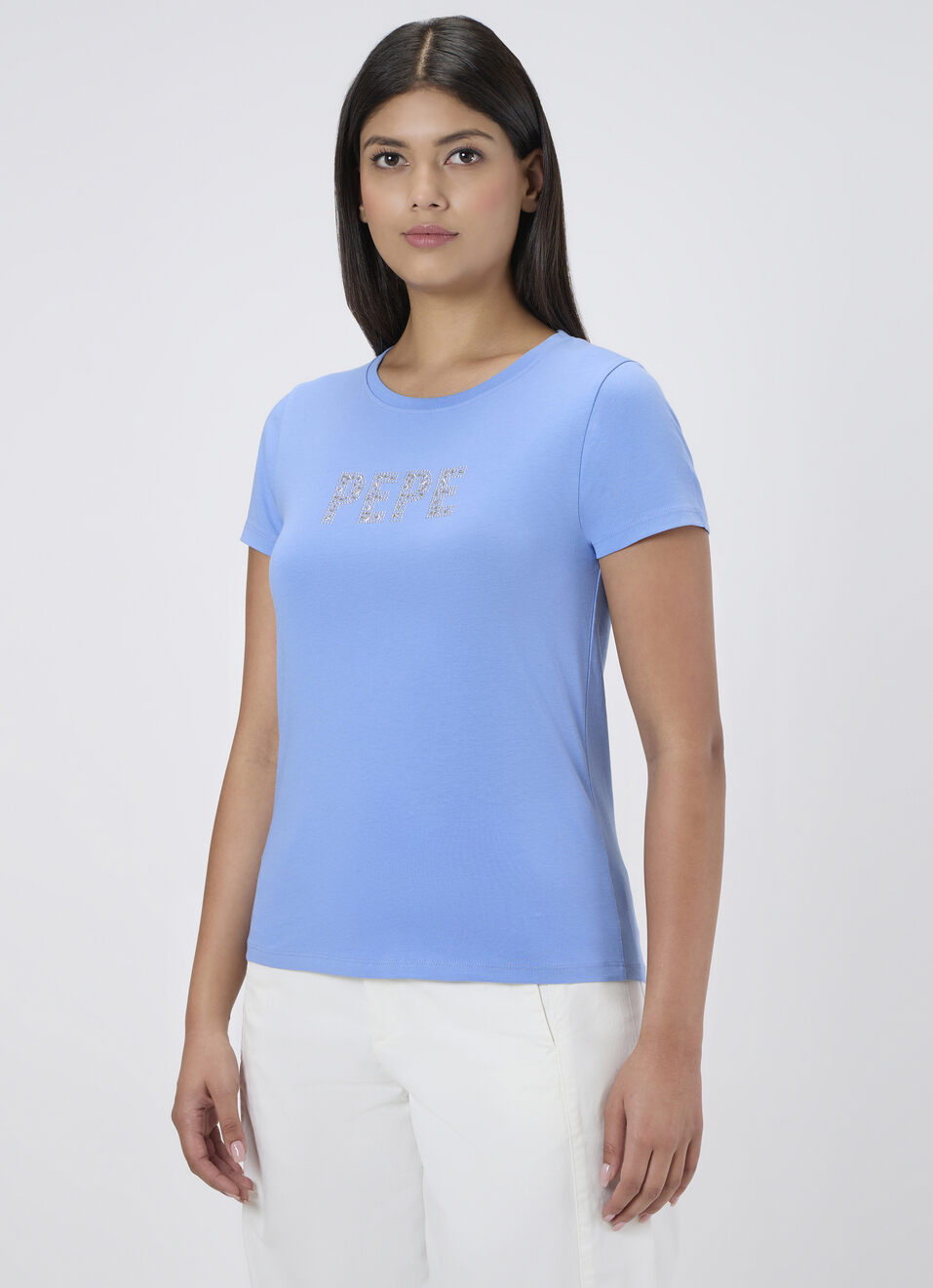 Women Blue Embellished T-shirt, , large image number 3