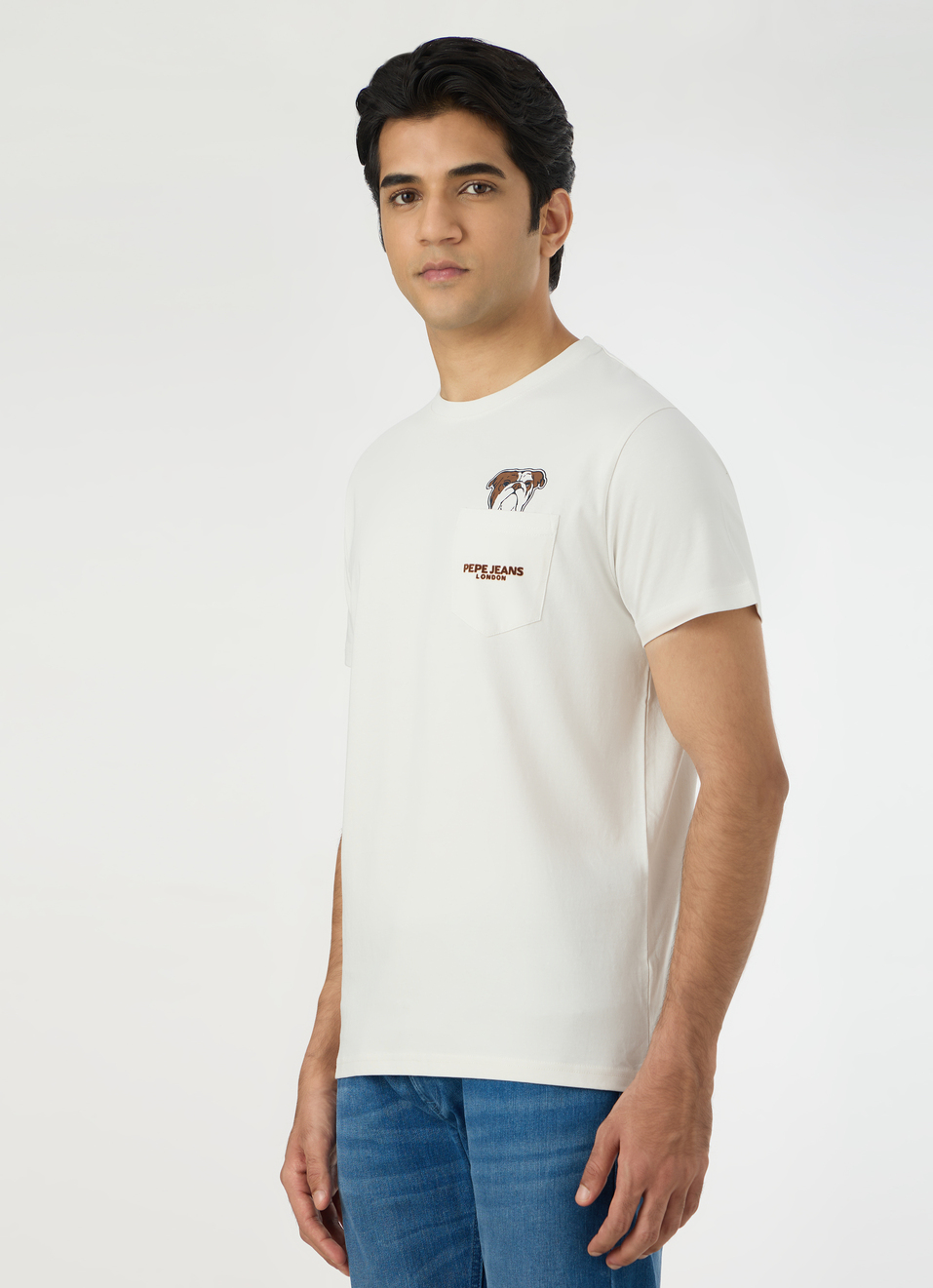 Men Off White Slim Back Print T-shirt, , large image number 3