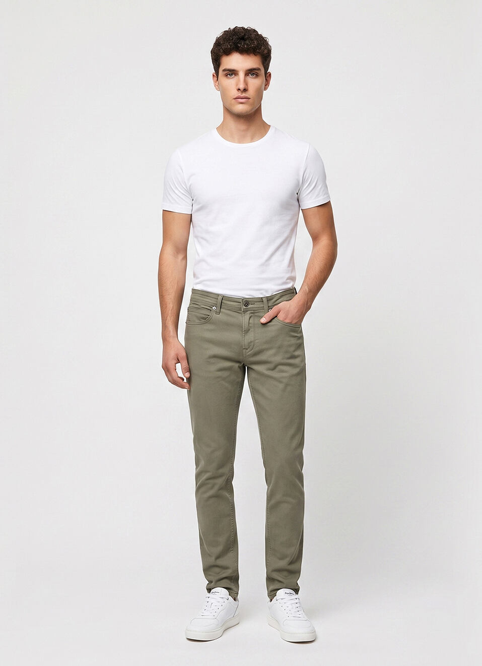 Men Olive Slim Fit Stretchable Jeans, , large image number 7