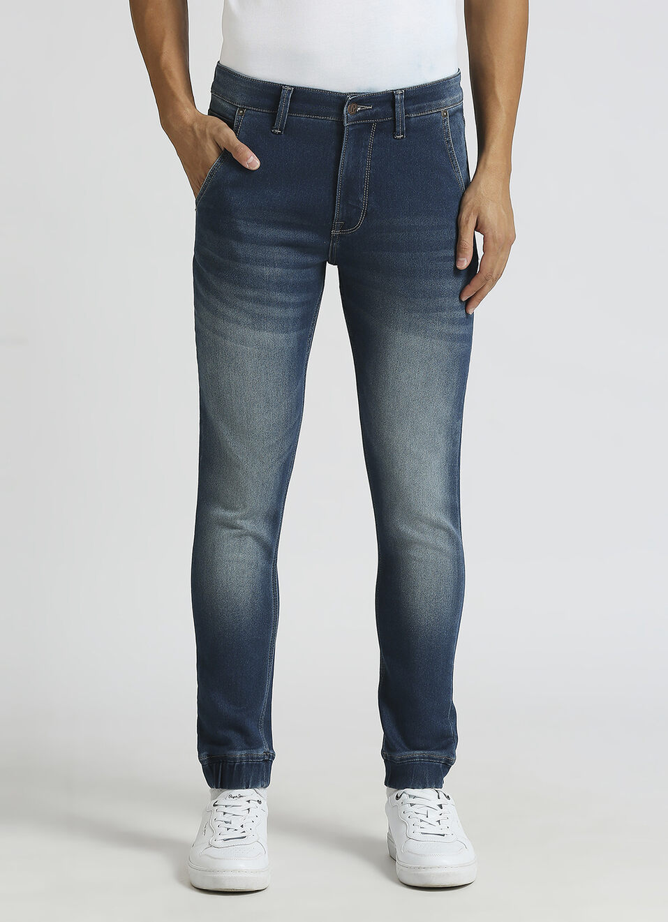 Dark Blue Mid Rise Tapered Jogger, , large image number 2