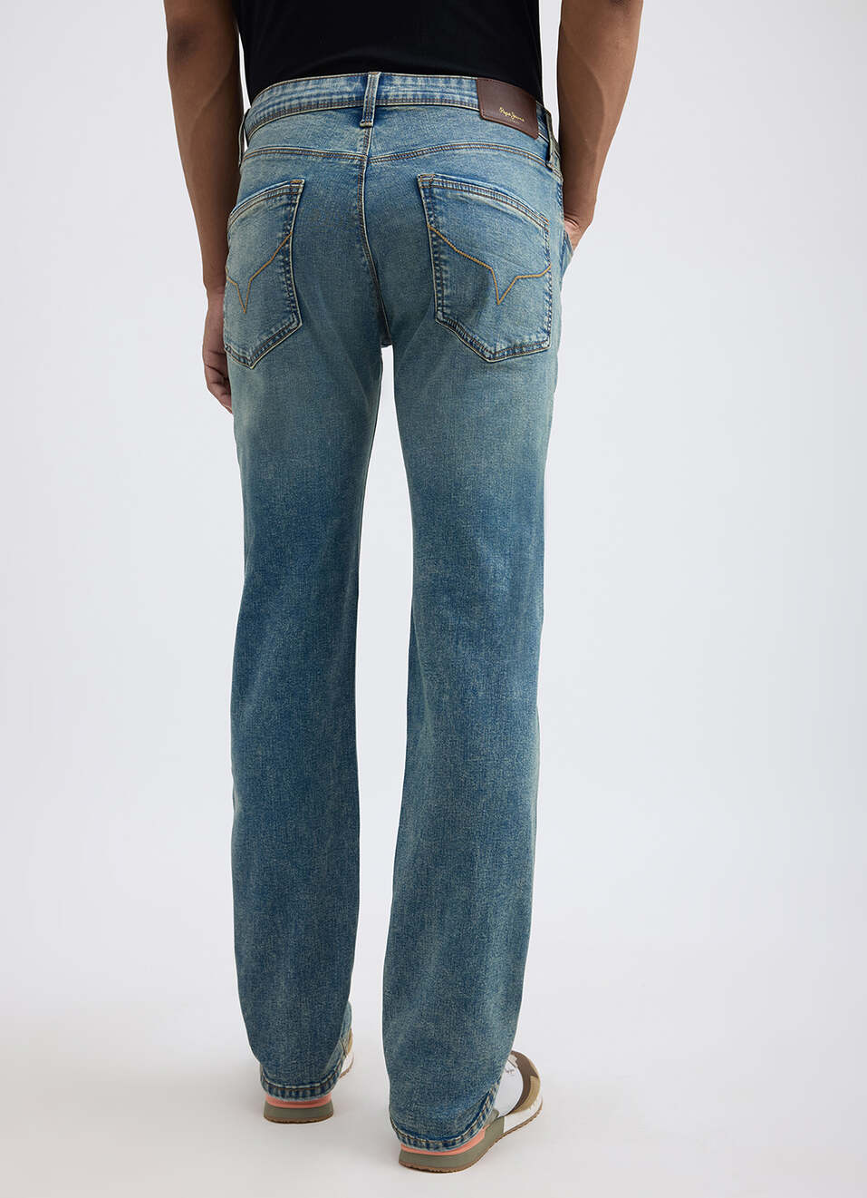 Men Blue Mid Rise Straight Powerflex Extrastretchable Jeans, , large image number 3