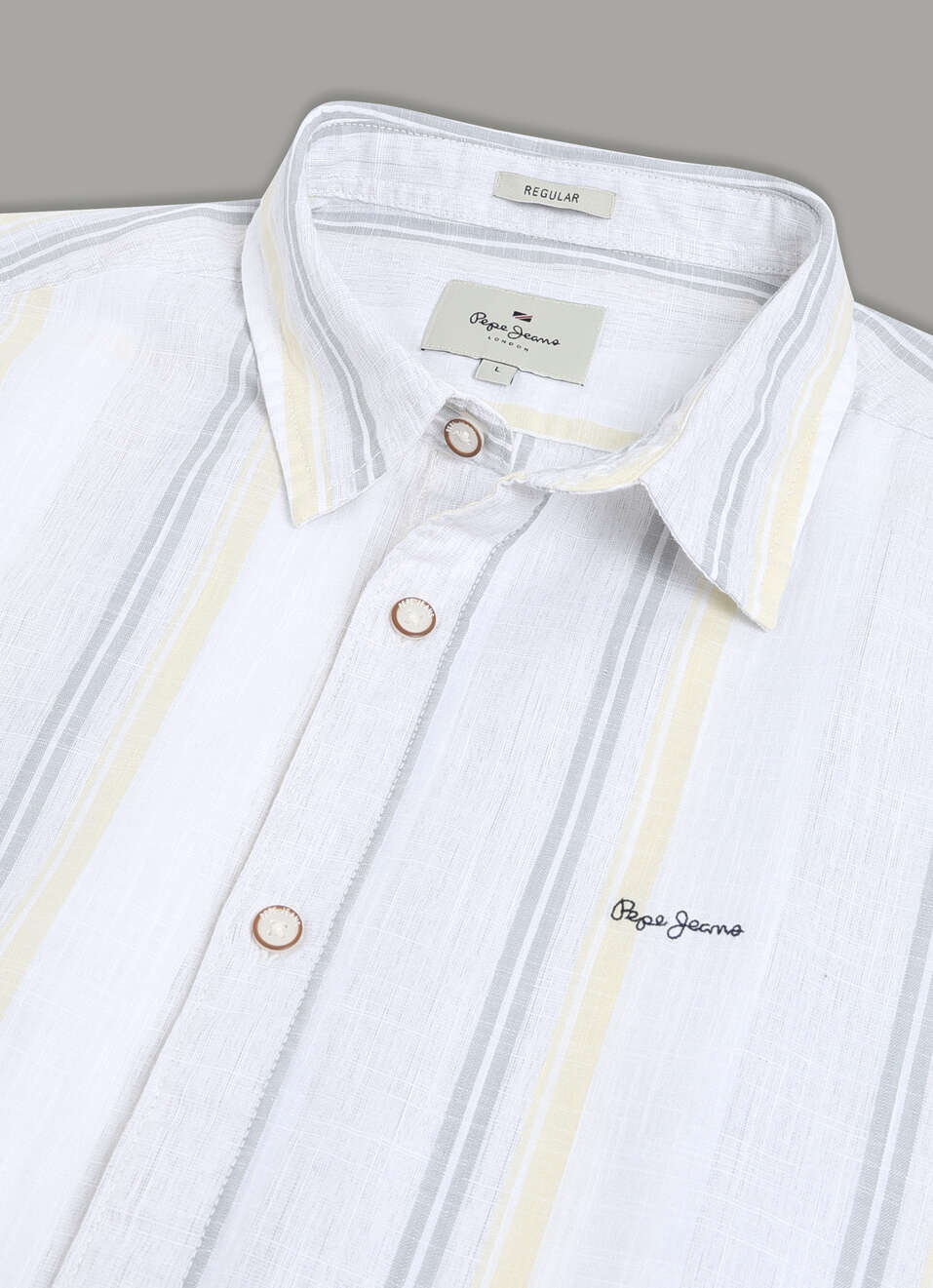 Men Beige Striped Shirt, , large image number 7