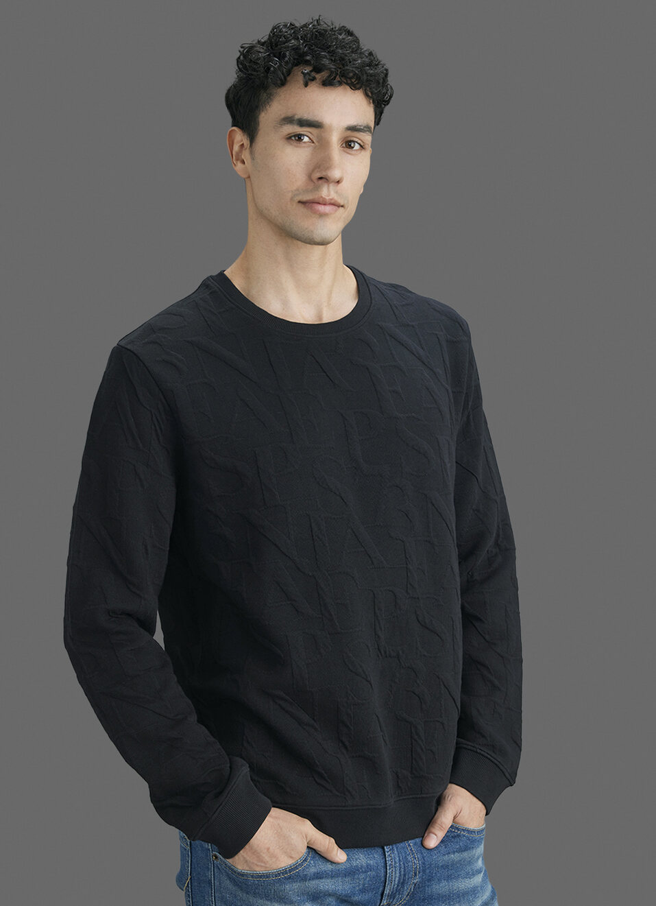 Men Black All Over Print Full Sleeve Sweatshirt, , large image number 7