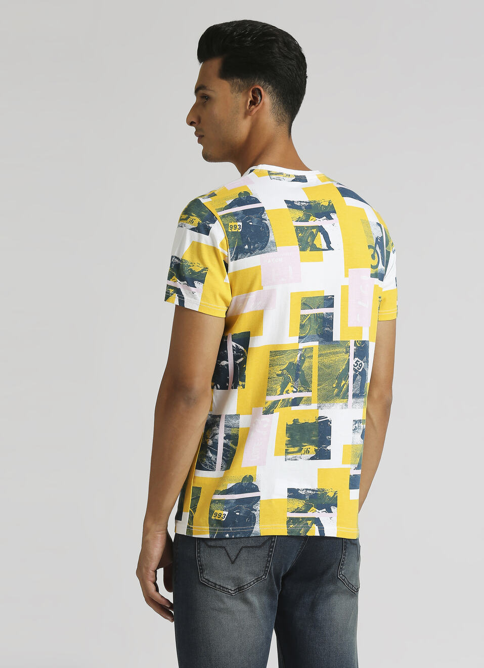 White Biker Inspired Print Summer Short Sleeve T-shirt, , large image number 2