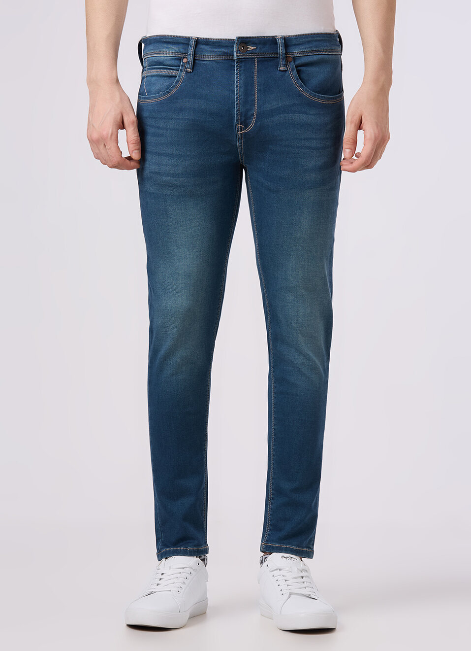 Men Blue Skinny Fit Ankle-length Gymindigo Jeans, , large image number 2
