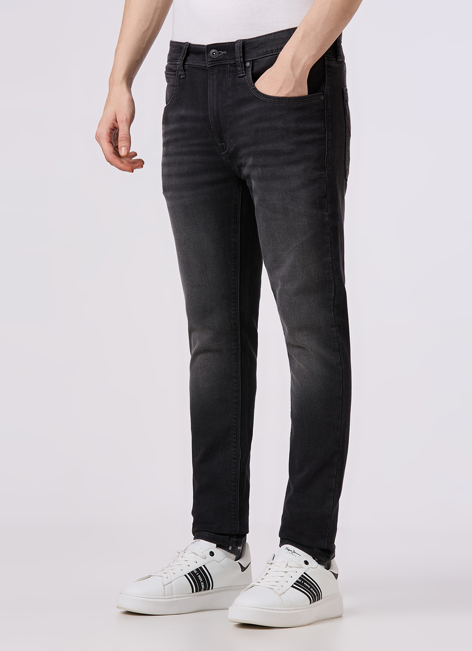 Men Black Mid Rise Slim Fit Gymindigo Jeans, , large image number 5